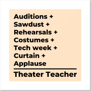 Theater Teacher Equation - black text Posters and Art